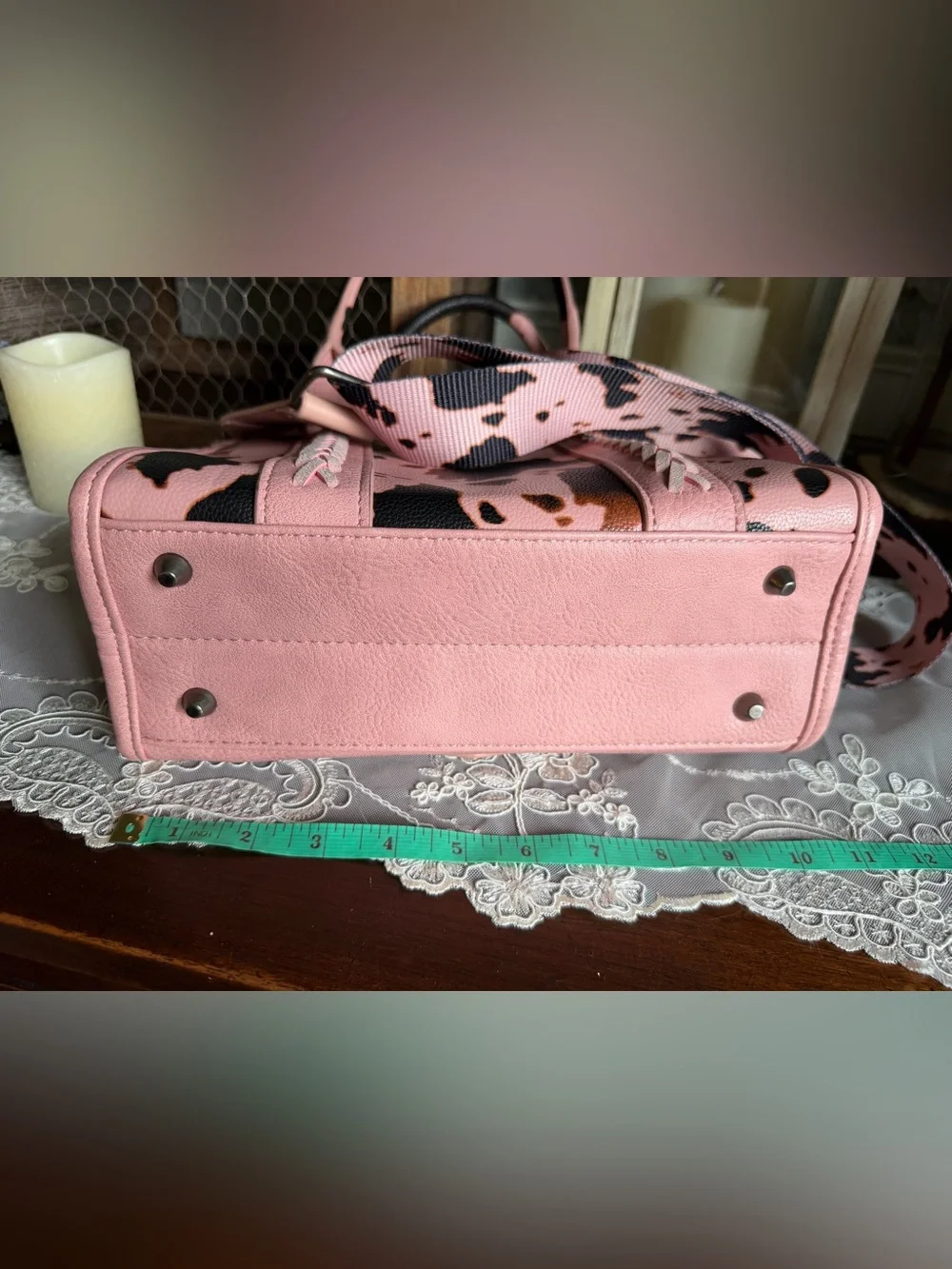 Wrangler Pink Black Brown Cowprint Medium Satchel handbag Purse